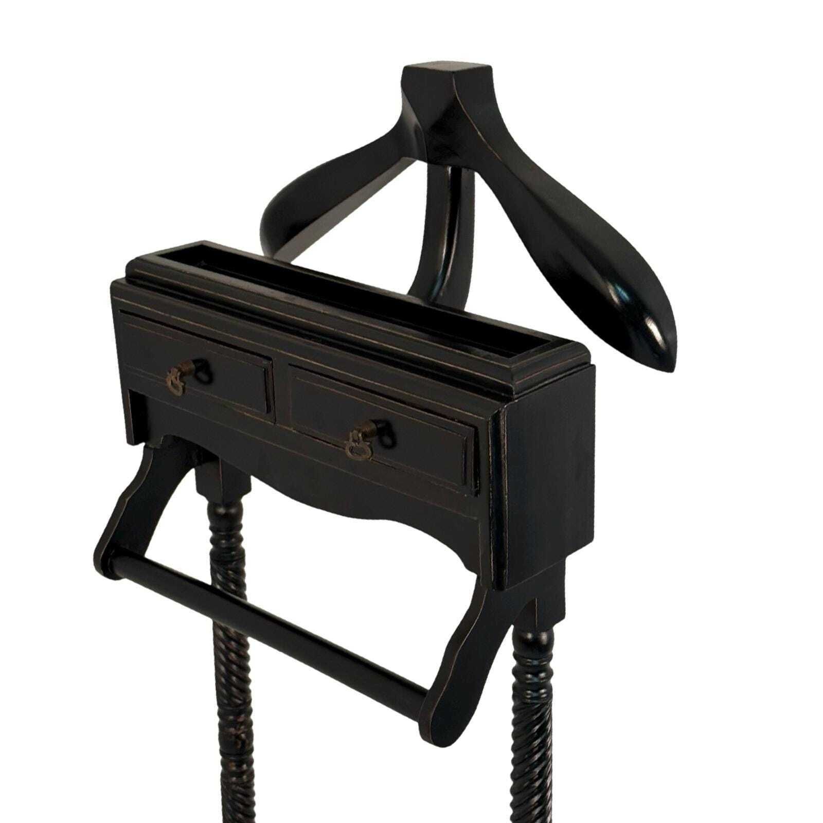 Dressboy / Valet Stand   Made In England   Two Drawers And Twisted Wooden Frame   Colonial Style   Black photo buy