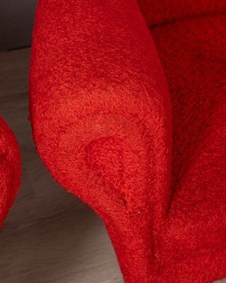 Vintage Italian Armchairs In Red Fabric, 1950s, Set Of 2 photo buy
