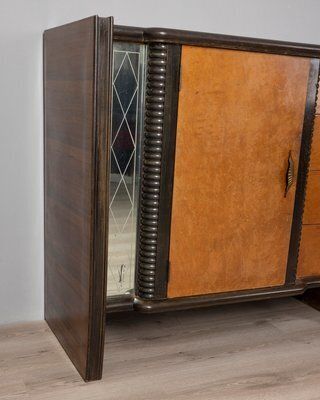 Vintage Art Deco Italian Sideboard In Wood And Glass photo for sale