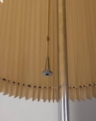 Vintage Italian Floor Lamp In Metal And Pleated Lampshade, 1960s photo for sale