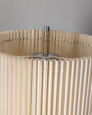 Vintage Italian Floor Lamp In Metal And Pleated Lampshade, 1960s photo Lighting