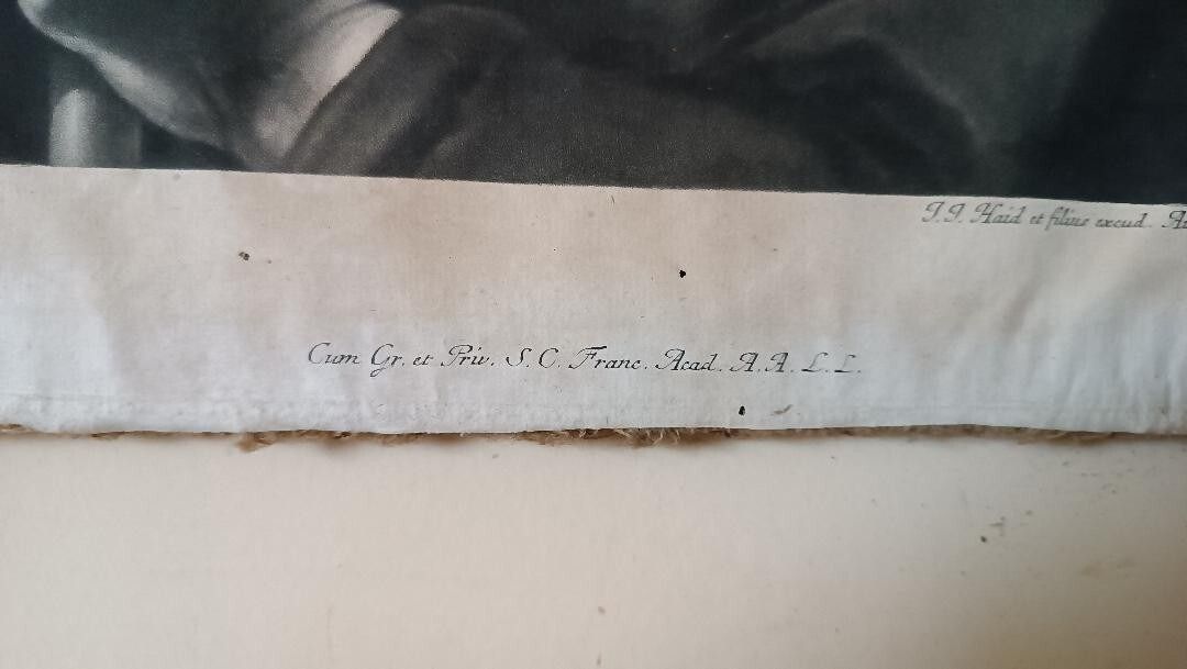 Antique 18th Century Engraving Manly Portrait Inc. Jacob Johann Haid (1704 1768) photo vinterior