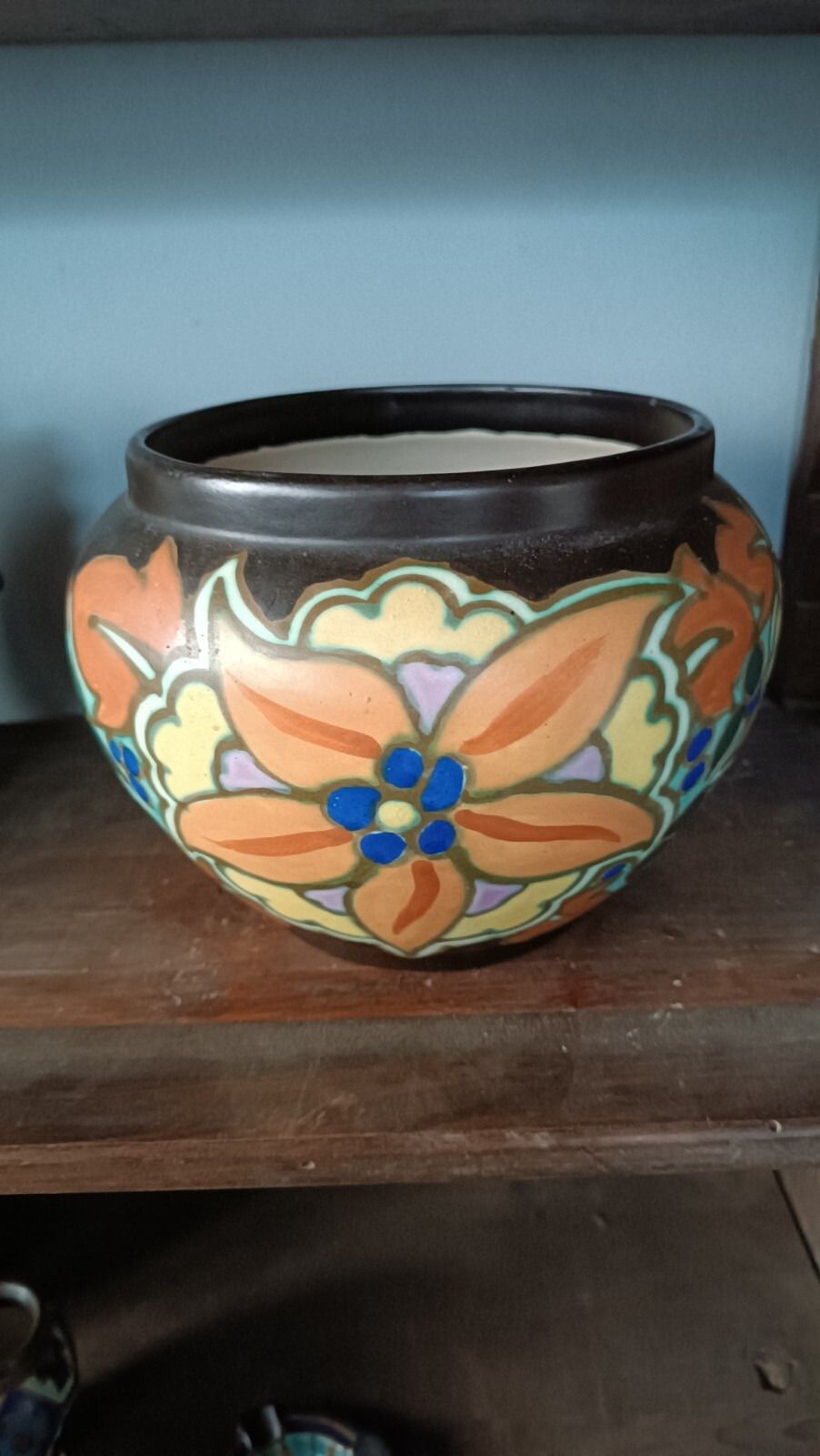 Ceramic Cashpot Vase Montoise Bergen,, Belgium, Art Deco 1920 1930 photo for sale