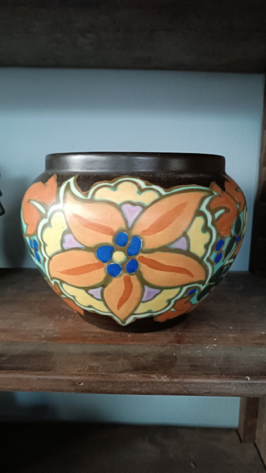 Ceramic Cashpot Vase Montoise Bergen,, Belgium, Art Deco 1920 1930 photo Home Decor