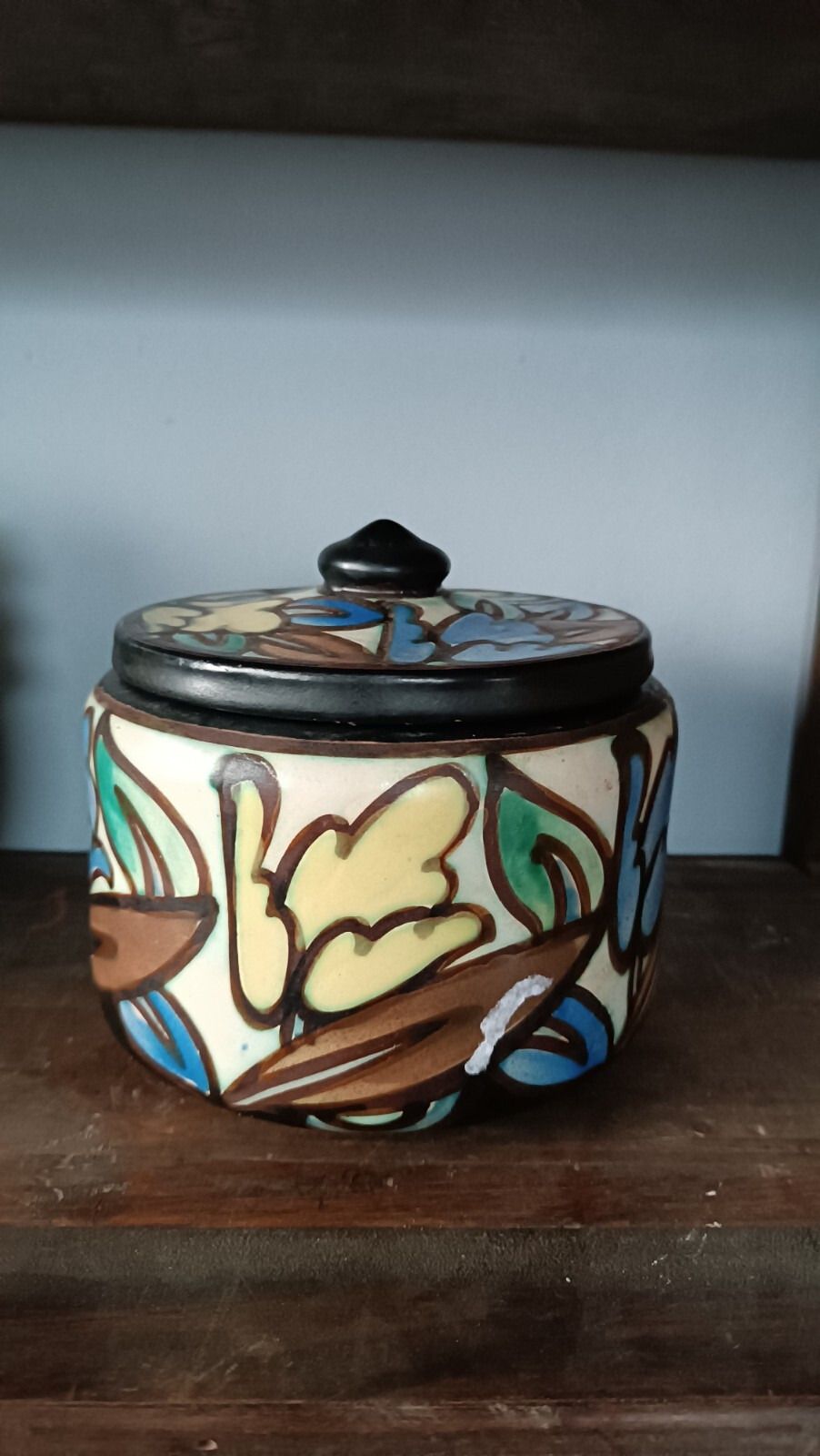 Ceramic Vase With Cap +Montoise Bergen,, Belgium, Art Deco 1920 1930 photo vinterior