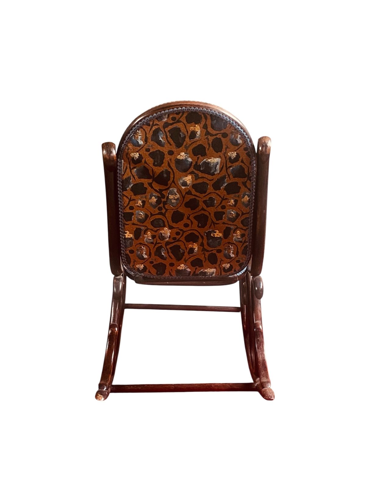 Thonet Bentwood Rocker Upholstered In Anna Hayman Giraffe Tobacco Designer Velvet photo vintage
