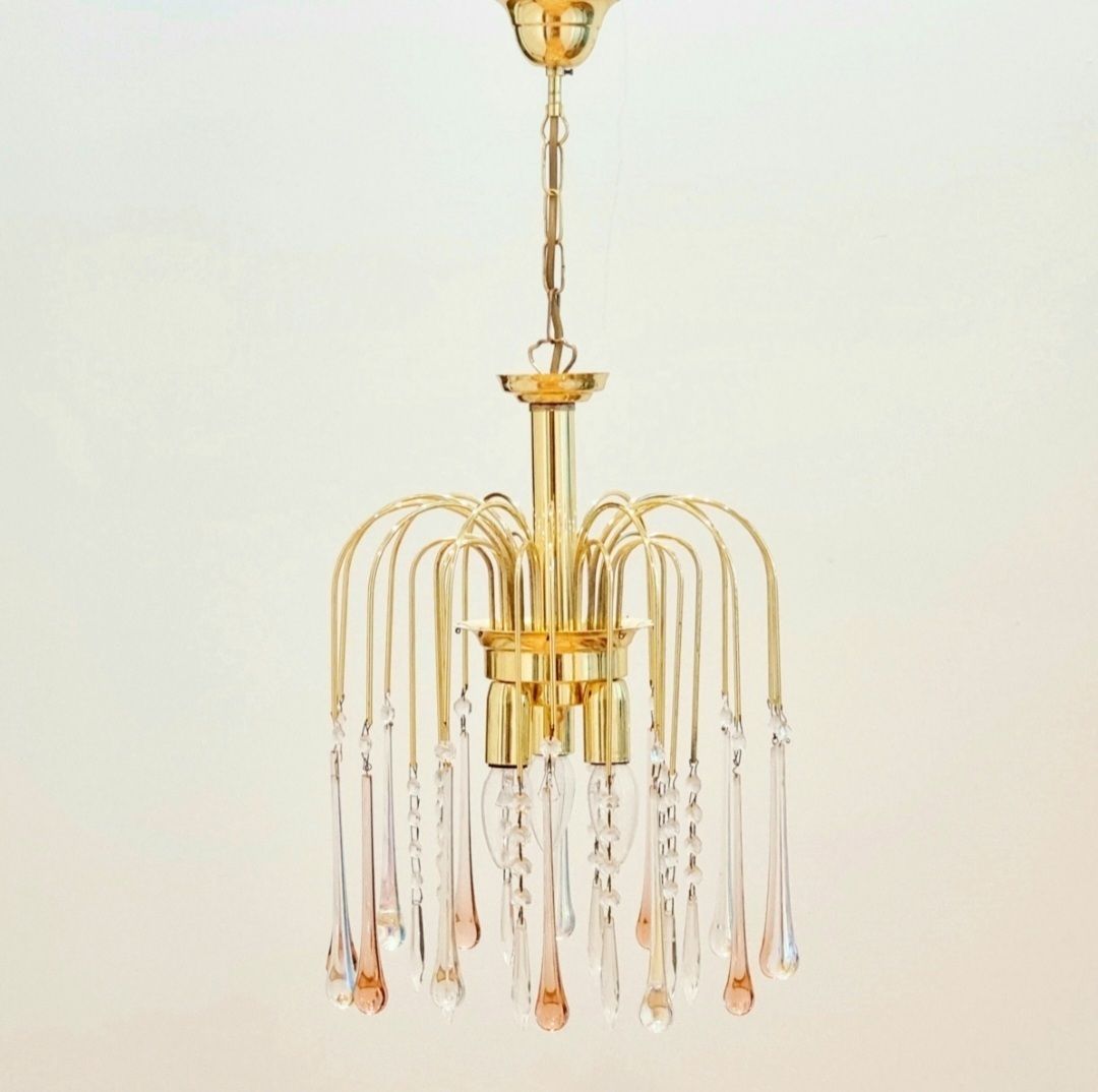 Murano Glass Teardrop Waterfall Chandelier, Italy, 1970s photo Lighting