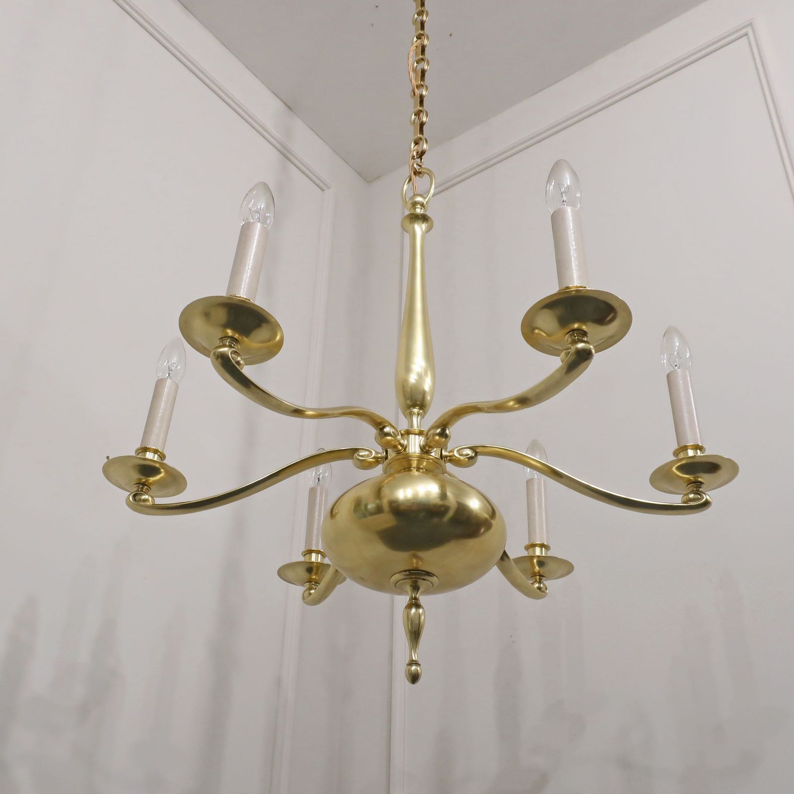 Large English Art Nouveau Gilt Bronze Chandelier photo Lighting