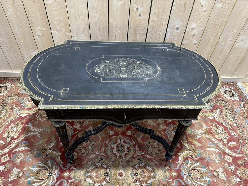 Bureau   Consile D'entrée époque Napoléon III En Bois Noirci photo vintage