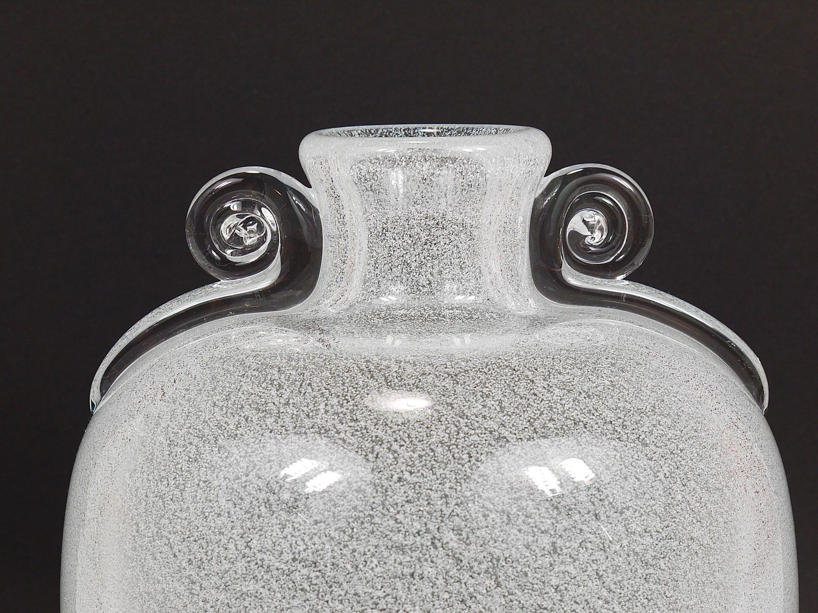 Seguso Vetri D’arte Pulegoso Bubble Vase With Handles, Murano, Italy 1950s photo for sale