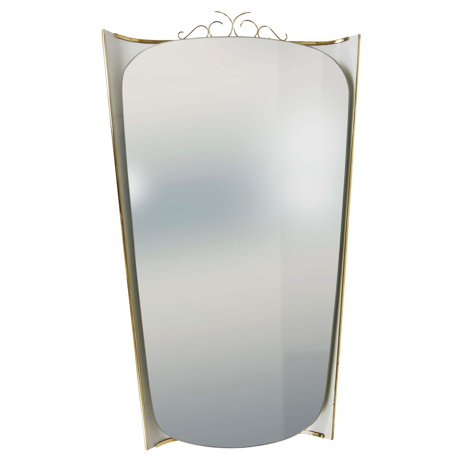 Ernest Igl Illuminated Mid Century Wall Mirror With Brass Crown, By Hillebrand