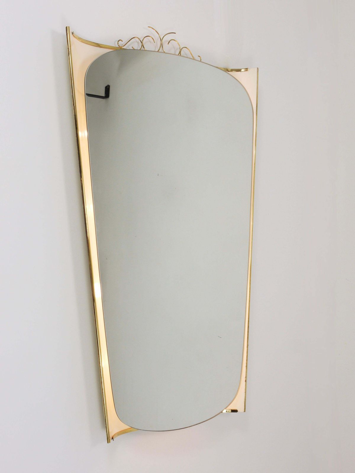 Ernest Igl Illuminated Mid Century Wall Mirror With Brass Crown, By Hillebrand photo vinterior