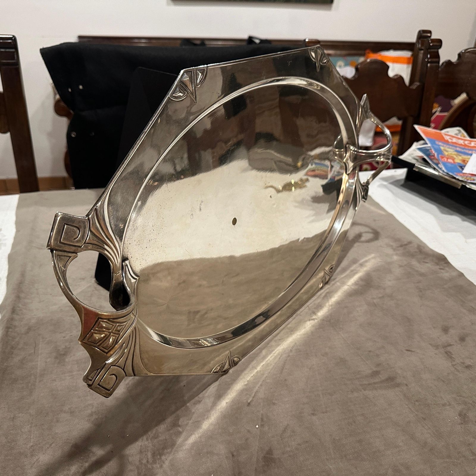 1900 Amazing Judgenstil Silver Plated Tray By Albert Kohler For W.M.F. photo for sale