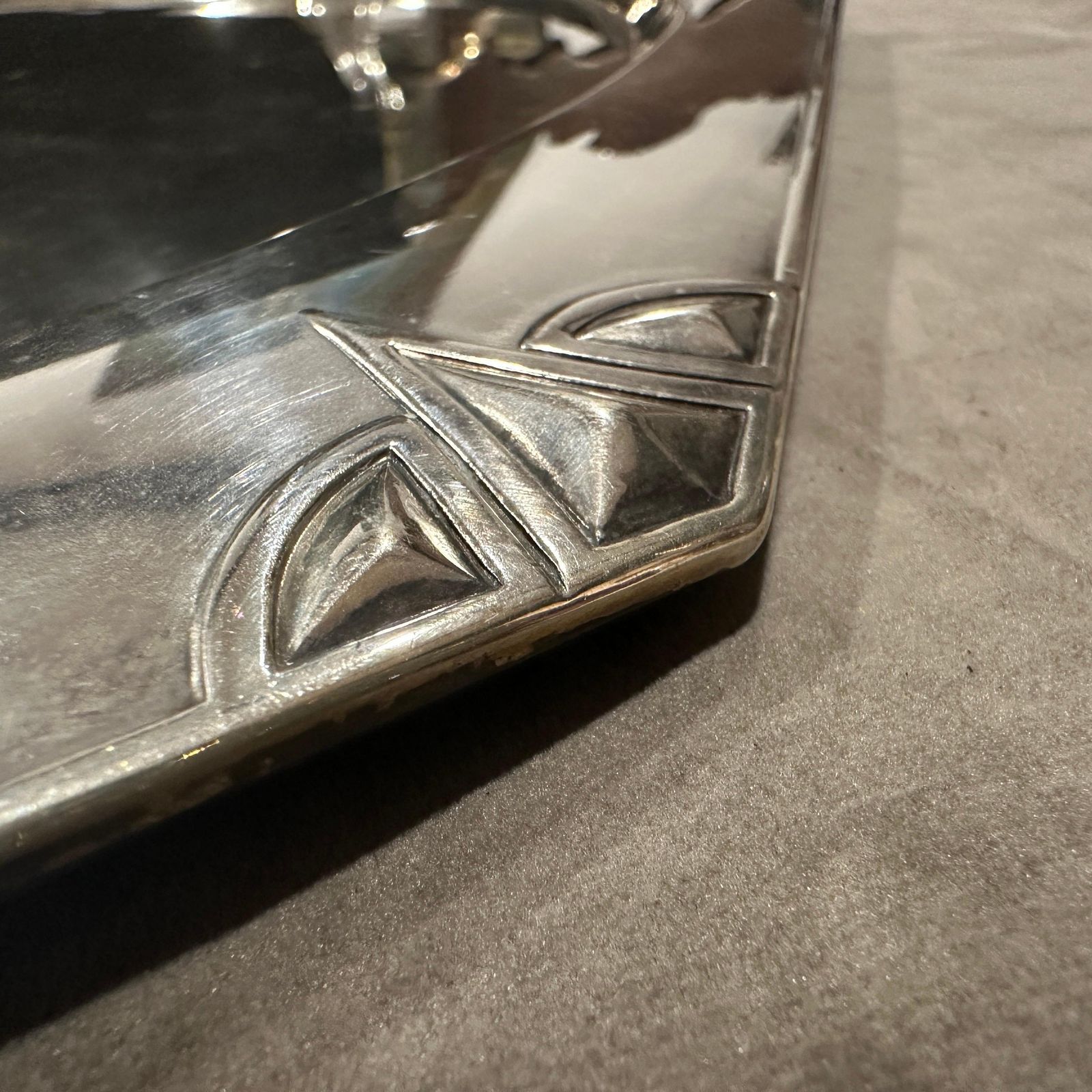 photo vinterior 1900 Amazing Judgenstil Silver Plated Tray By Albert Kohler For W.M.F.