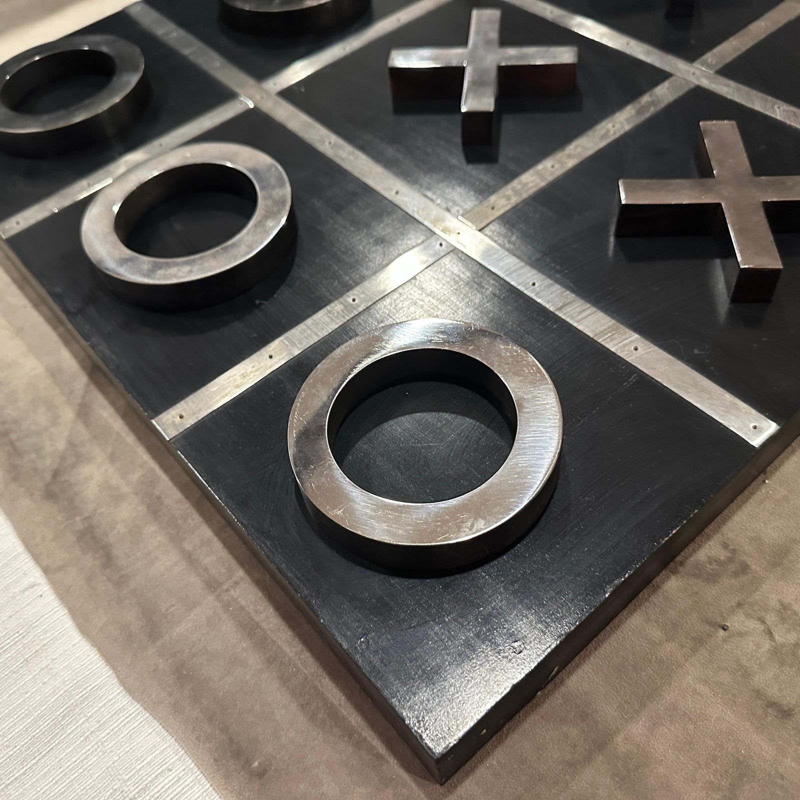 A 1990s Modern Black Painted Wood And Silverplate Italian Huge Table Game photo 597.0