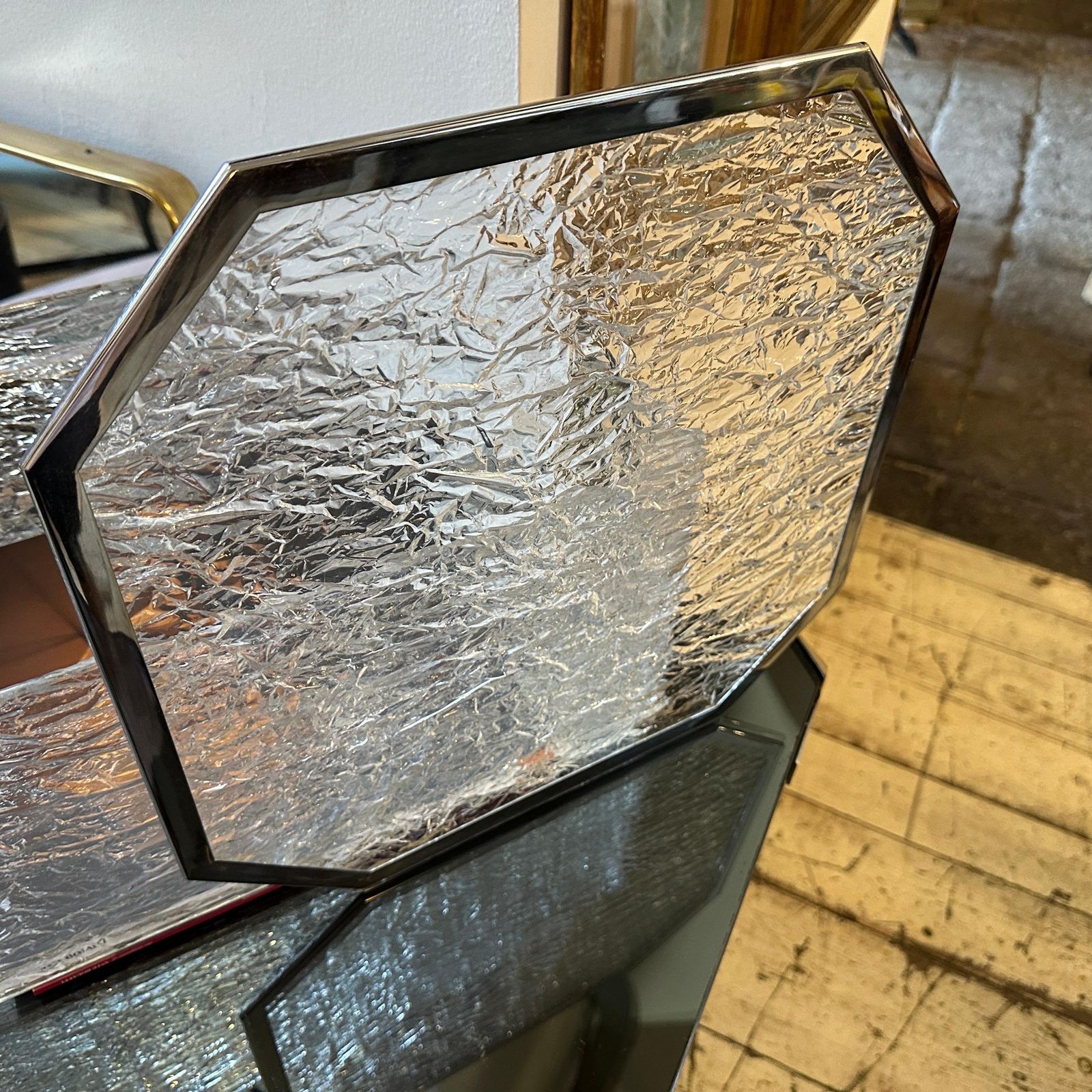 1980s Modernist Ice Lucite And Silver Plated Italian Tray By Ulderico Cavinato photo for sale