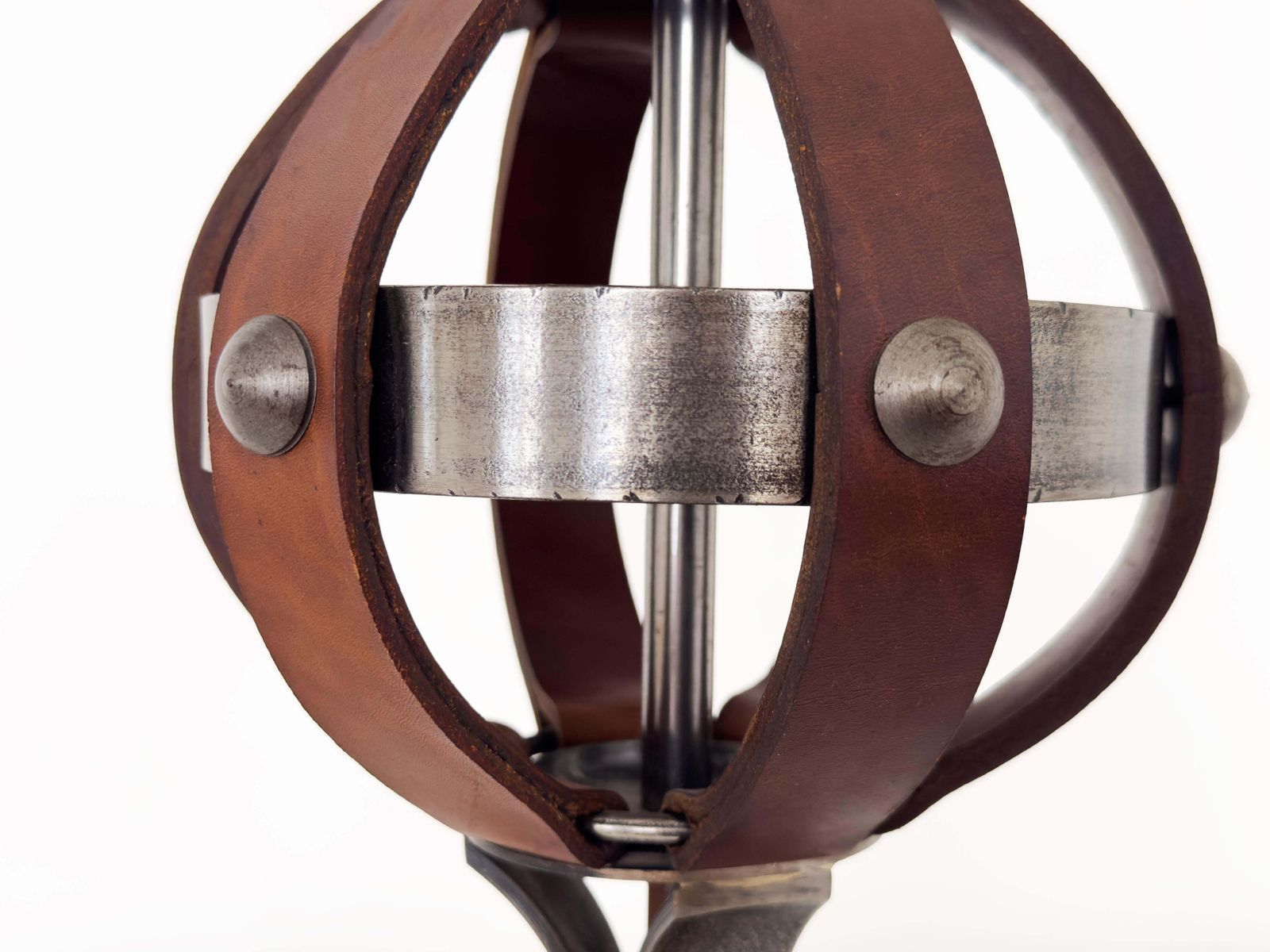 Jean Pierre Ryckaert, 20th Century Table Lamp In Burgundy Leather & Metal, 1950 photo furniture