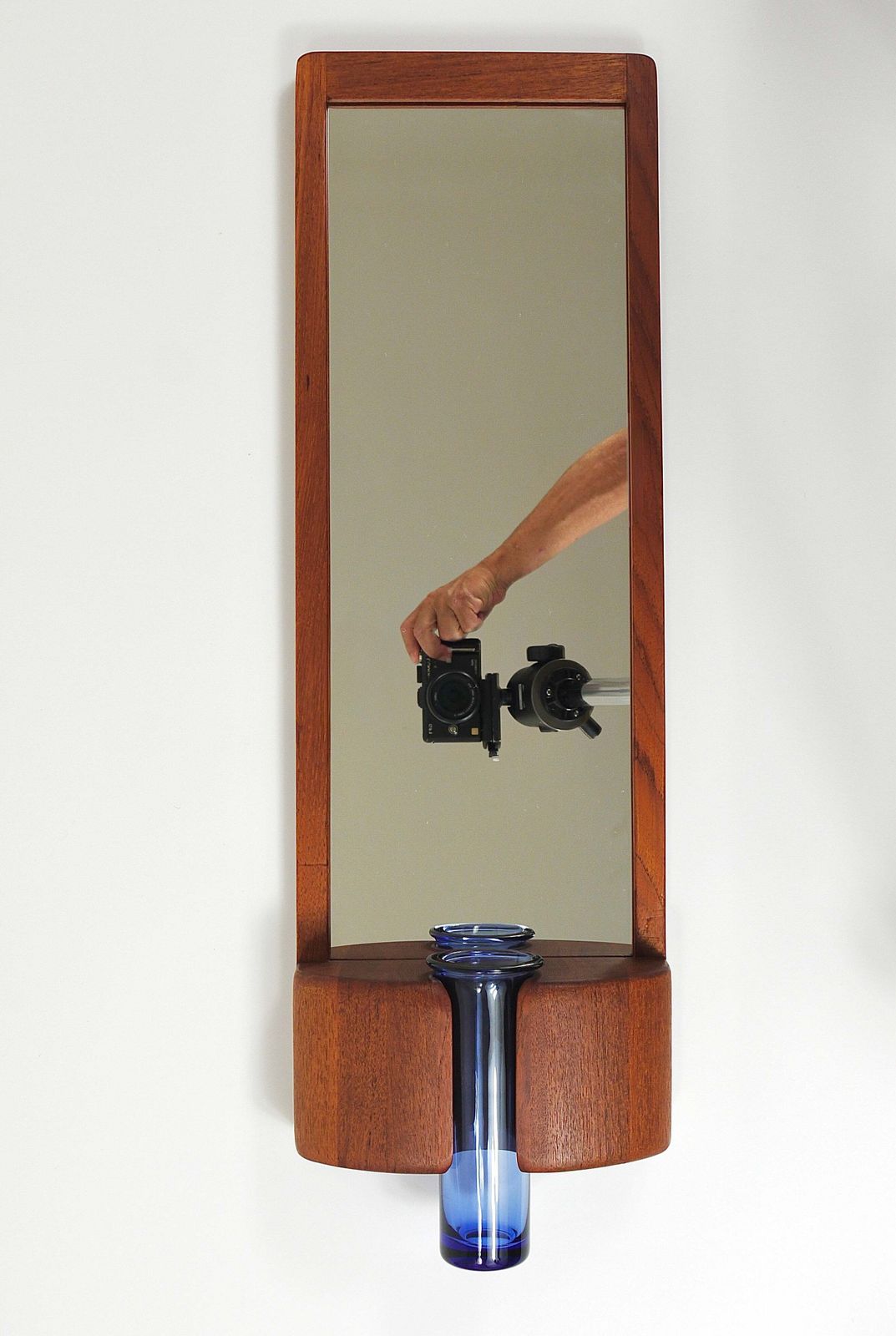 Jacob Hermann & Per Lütken Danish Wall Mirror & Holmegaard Glass Vase, 1960s