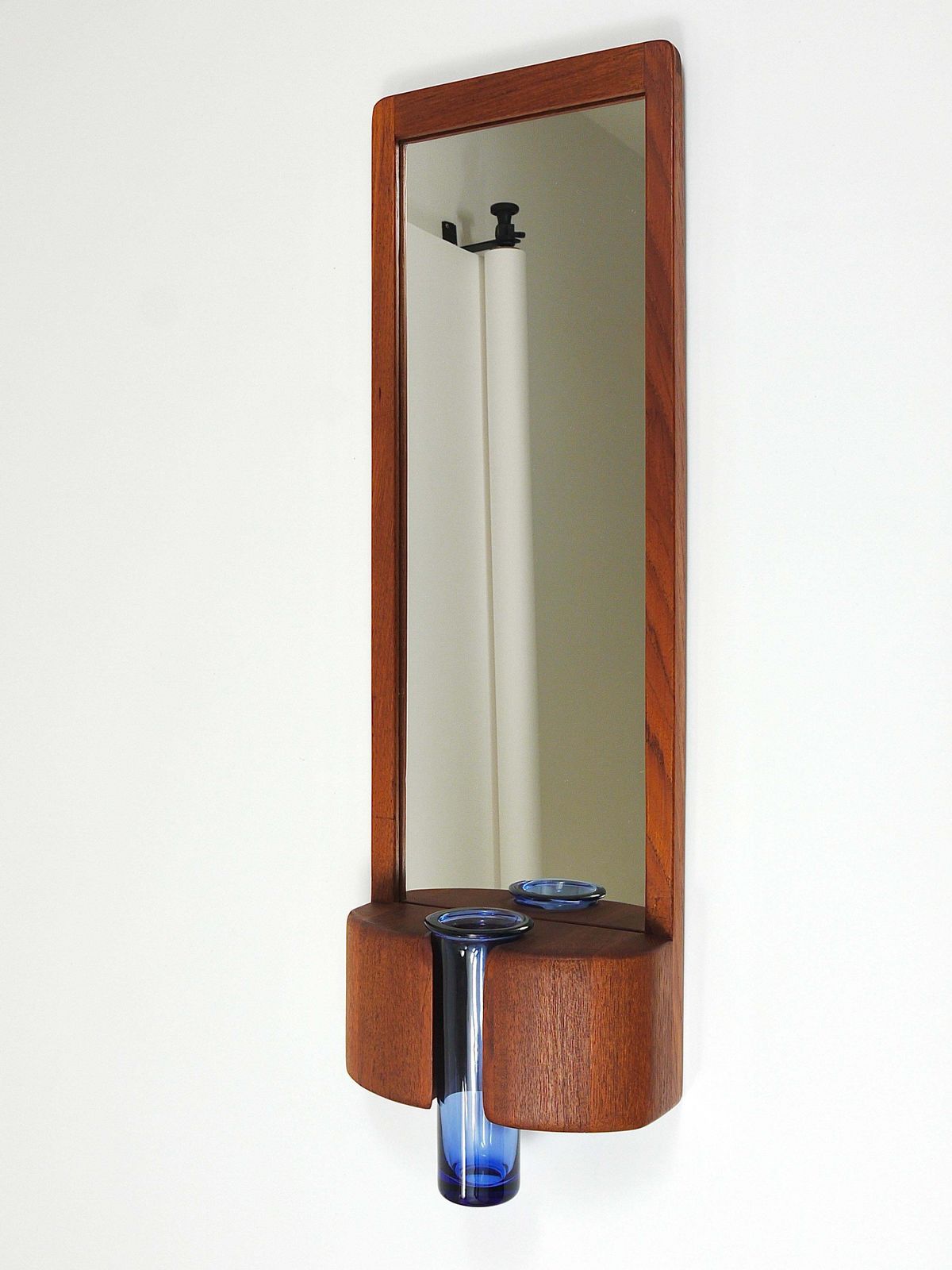 Jacob Hermann & Per Lütken Danish Wall Mirror & Holmegaard Glass Vase, 1960s photo furniture