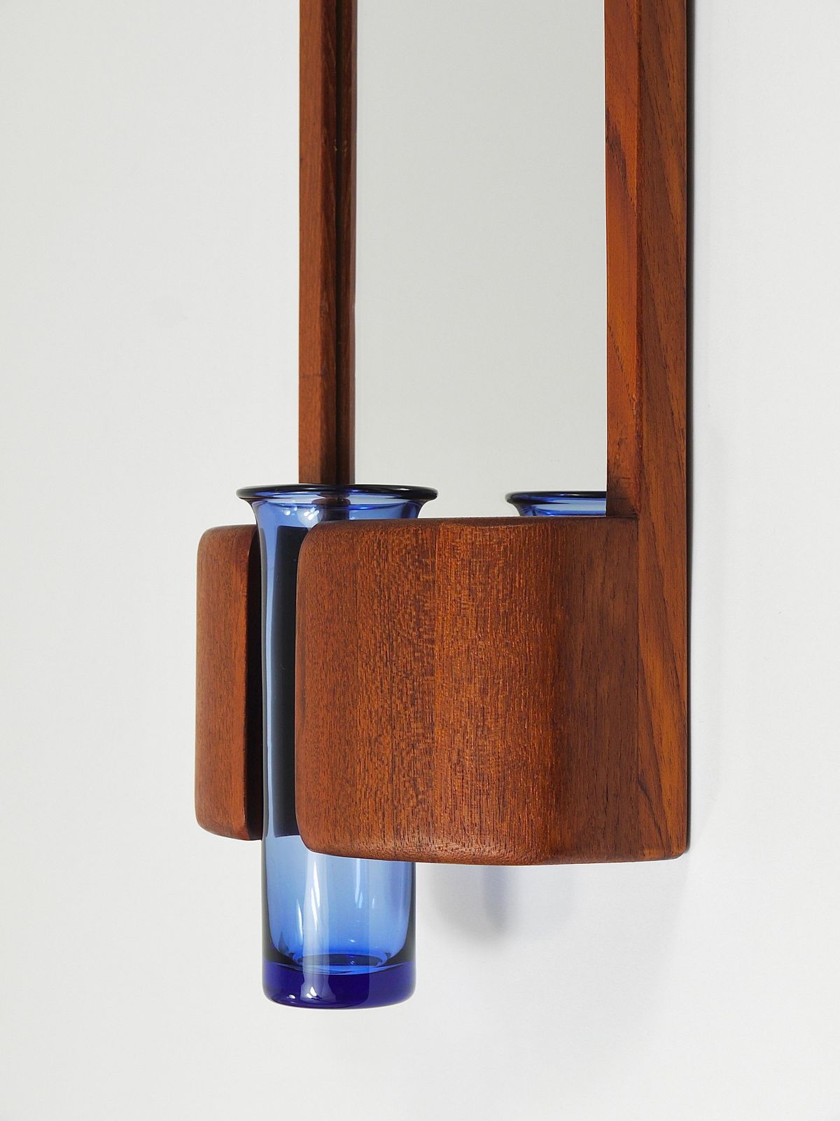 Jacob Hermann & Per Lütken Danish Wall Mirror & Holmegaard Glass Vase, 1960s photo for sale