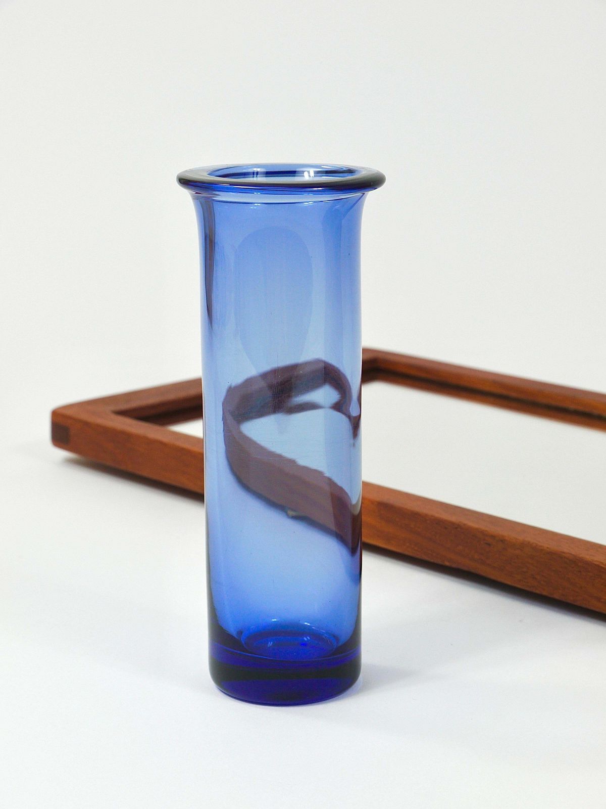 Jacob Hermann & Per Lütken Danish Wall Mirror & Holmegaard Glass Vase, 1960s photo vintage