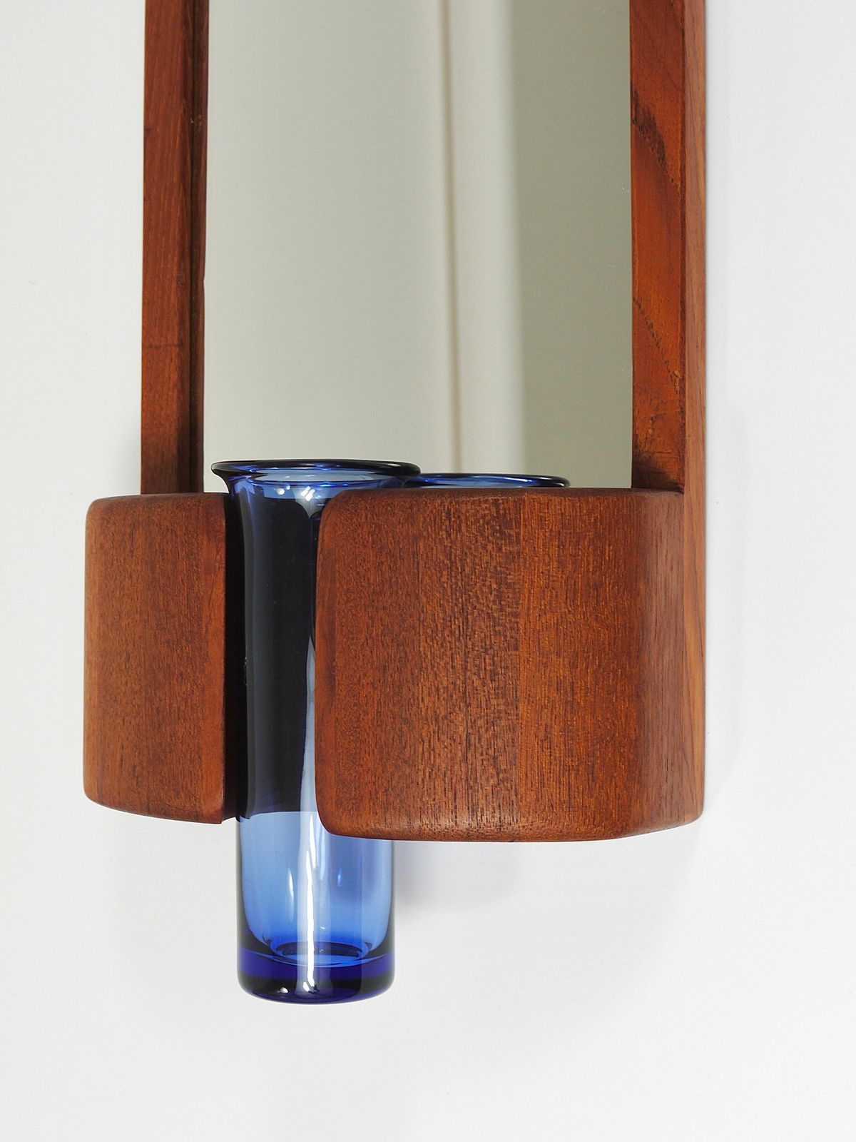1213.0 Jacob Hermann & Per Lütken Danish Wall Mirror & Holmegaard Glass Vase, 1960s photo