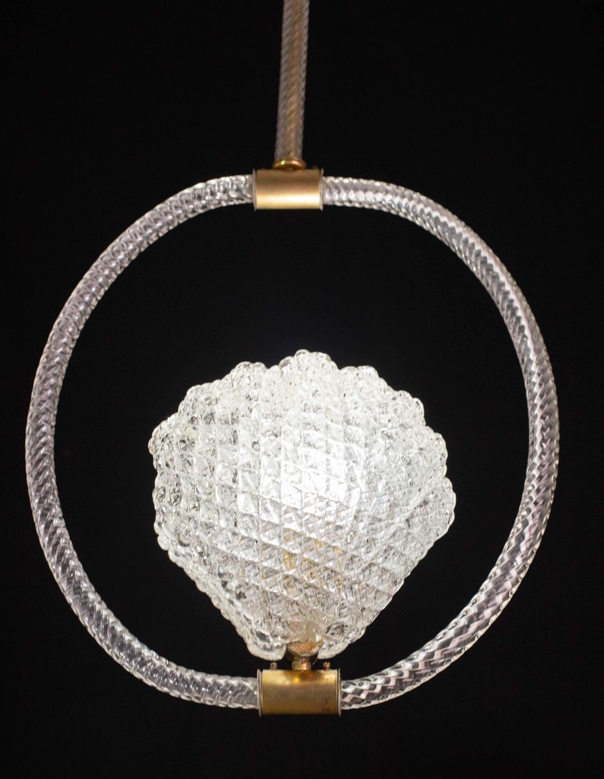 Midcentury Shell Trasparent Murano Glass Chandelier By Barovier E Toso, 1940s photo Lighting