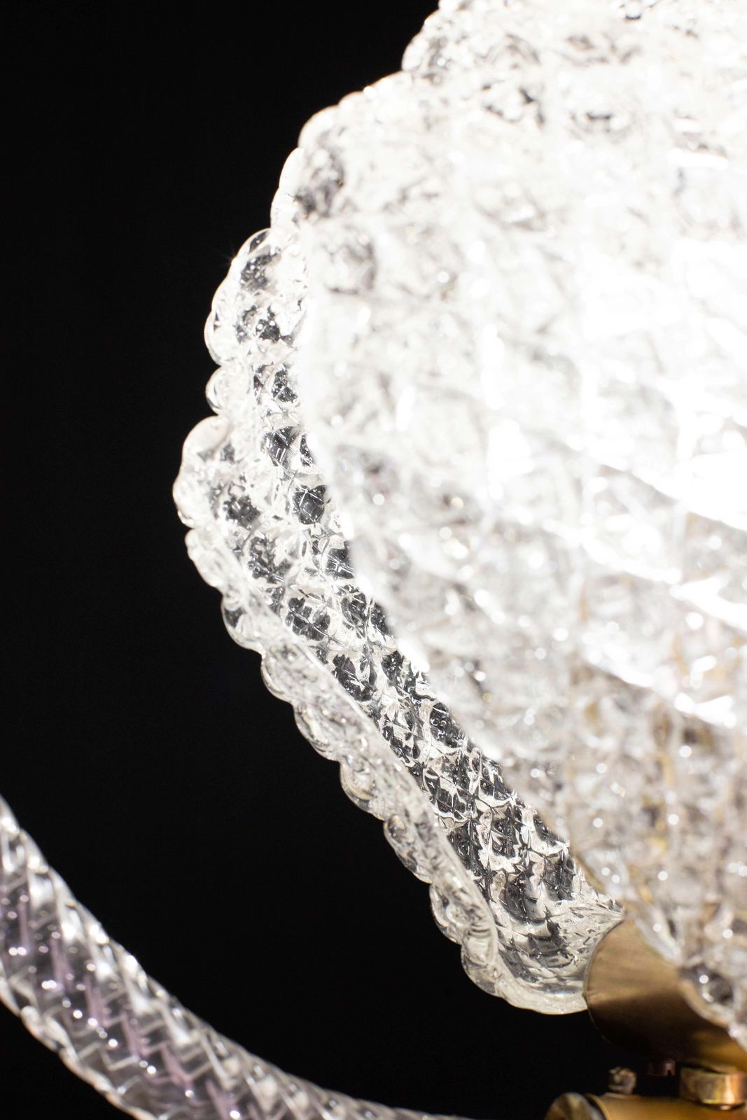 Midcentury Shell Trasparent Murano Glass Chandelier By Barovier E Toso, 1940s photo 1687.0