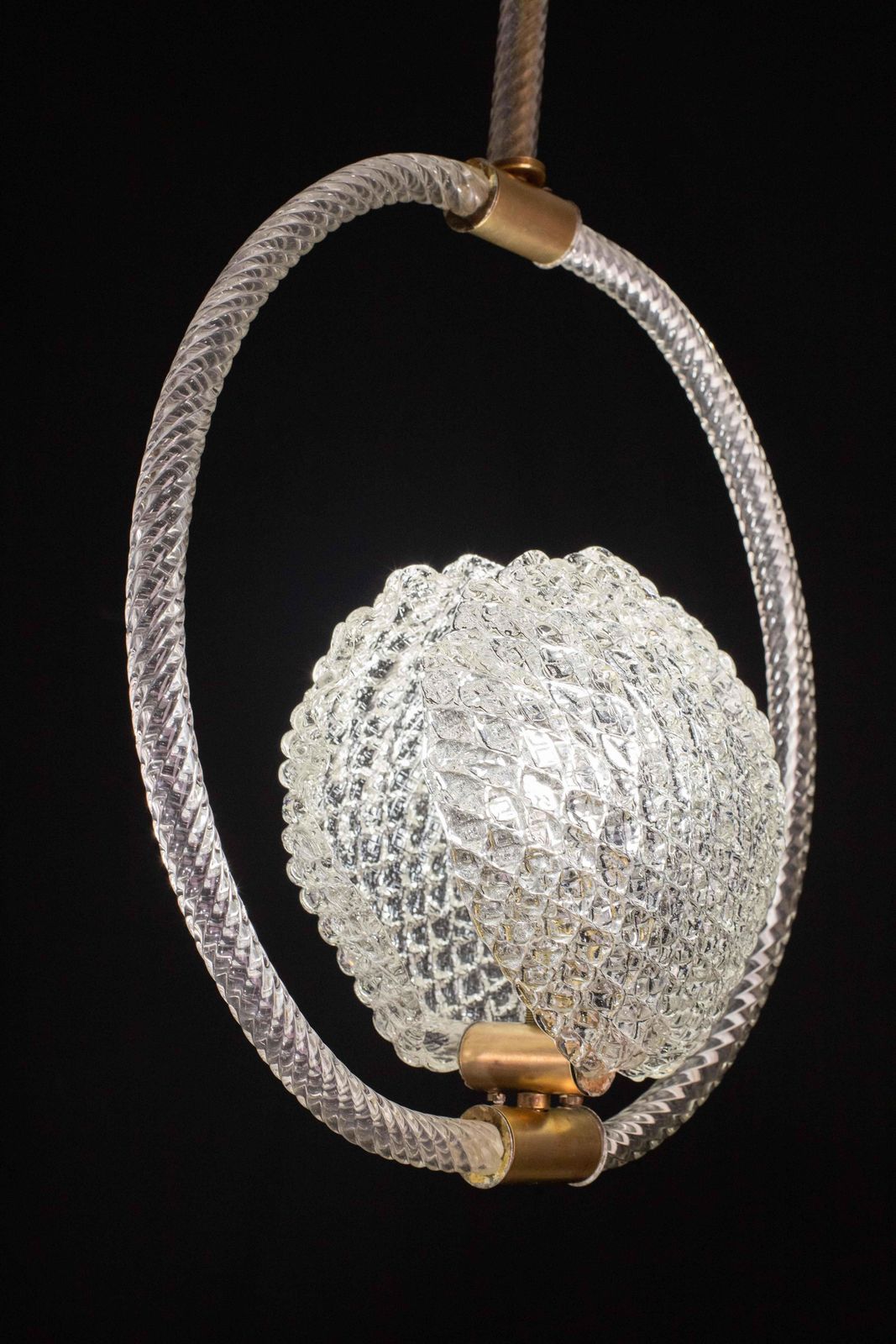 Midcentury Shell Trasparent Murano Glass Chandelier By Barovier E Toso, 1940s photo vintage