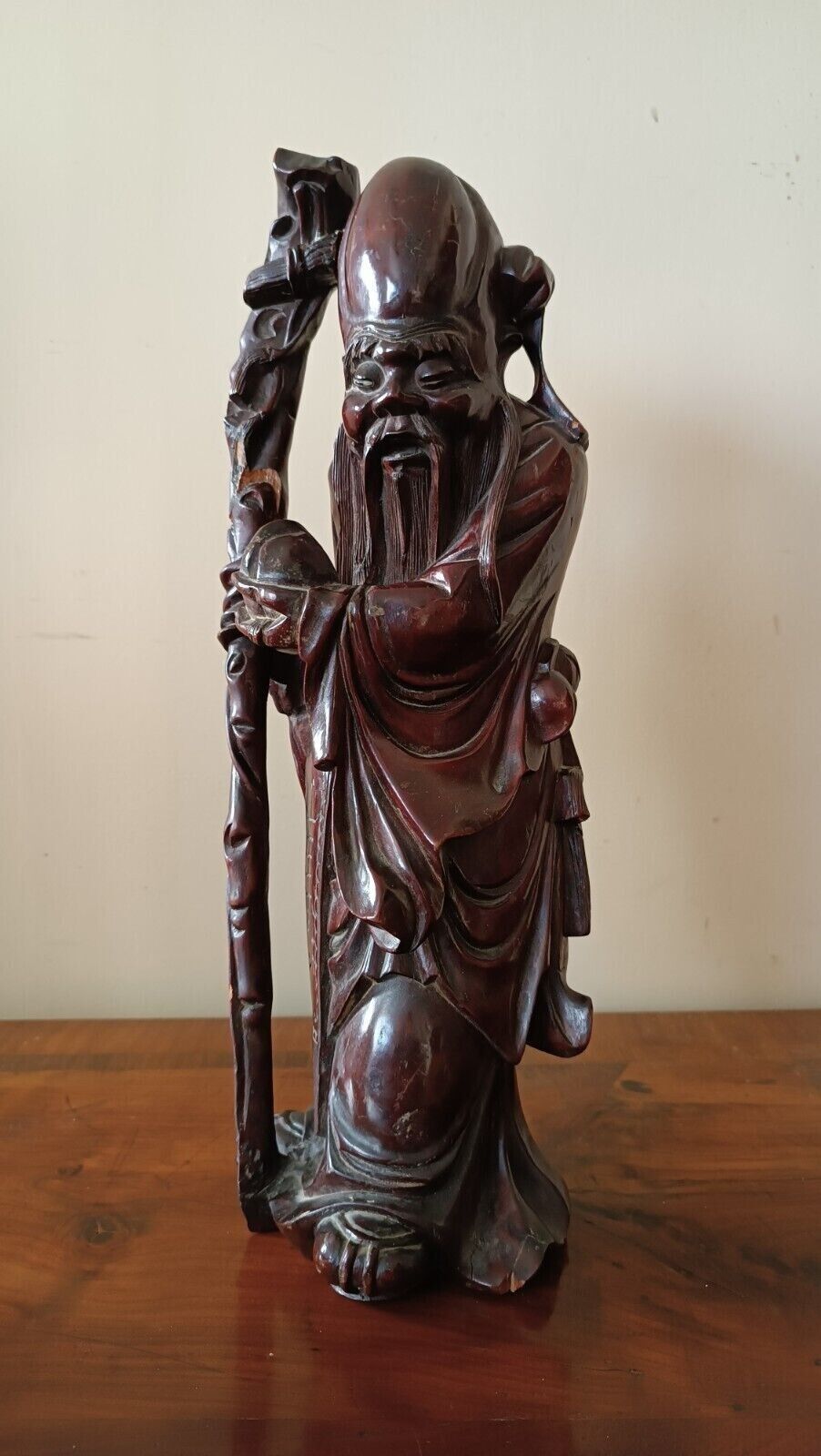Rosewood Sculpture Late 19th Century China Sage Oriental Art