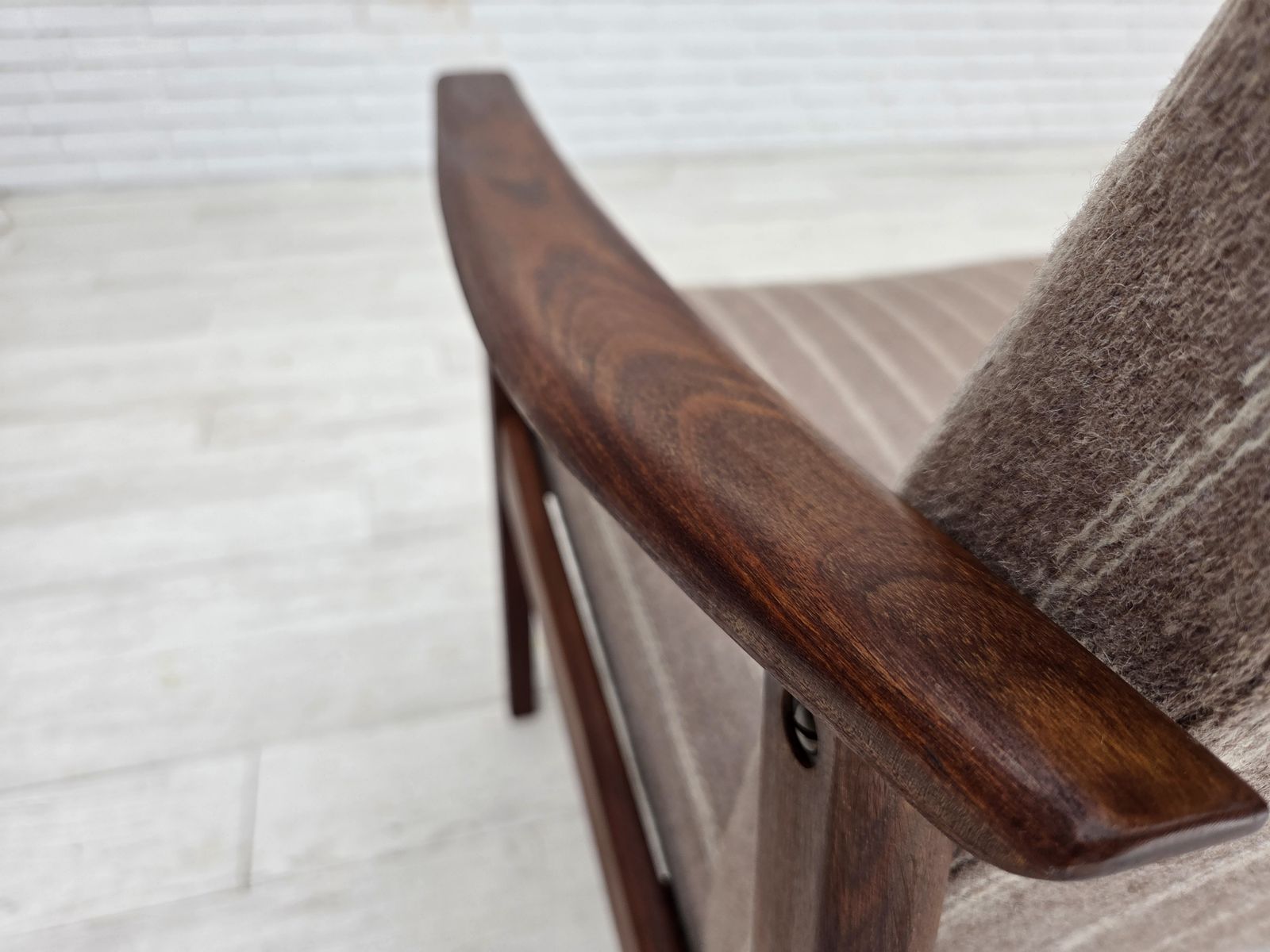 1970s, Danish Highback Armchair, Furniture Wool, Teak Wood, Original Condition. photo furniture