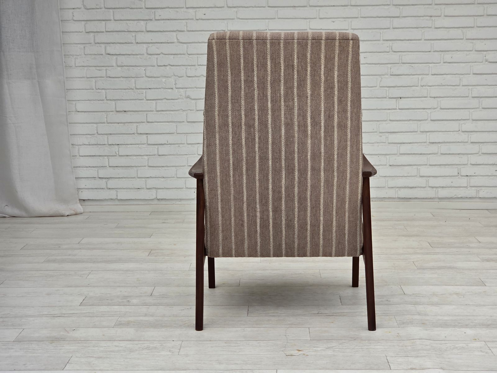1970s, Danish Highback Armchair, Furniture Wool, Teak Wood, Original Condition. photo for sale