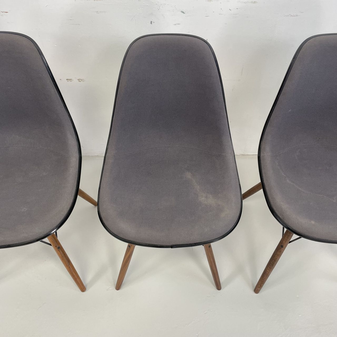 Eames Vitra Dsw Upholstered Side Chairs With Original Grey Covers photo Furniture