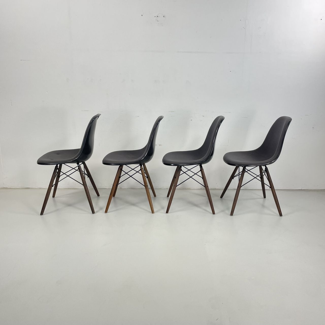 Eames Vitra Dsw Upholstered Side Chairs With Original Grey Covers photo vinterior