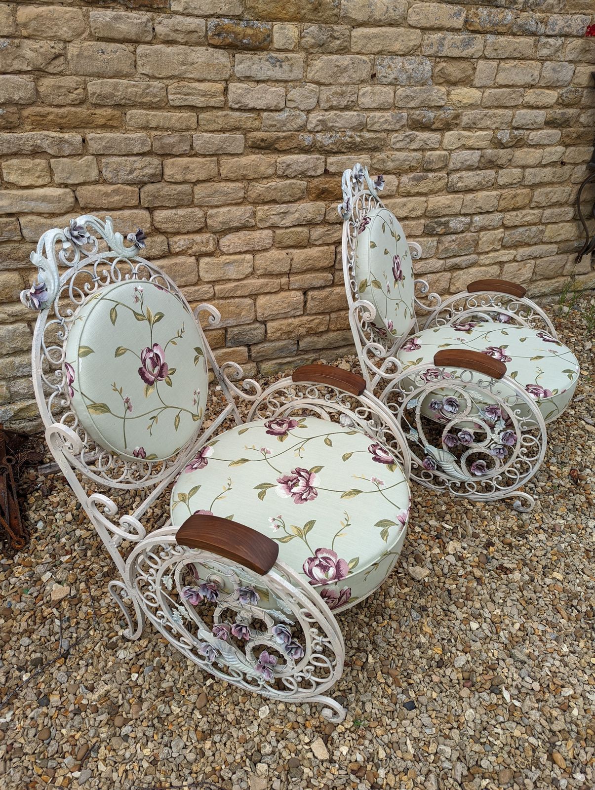 Reduced   Pair Of Late 19th Century Fine Wrought Iron Chairs photo vintage