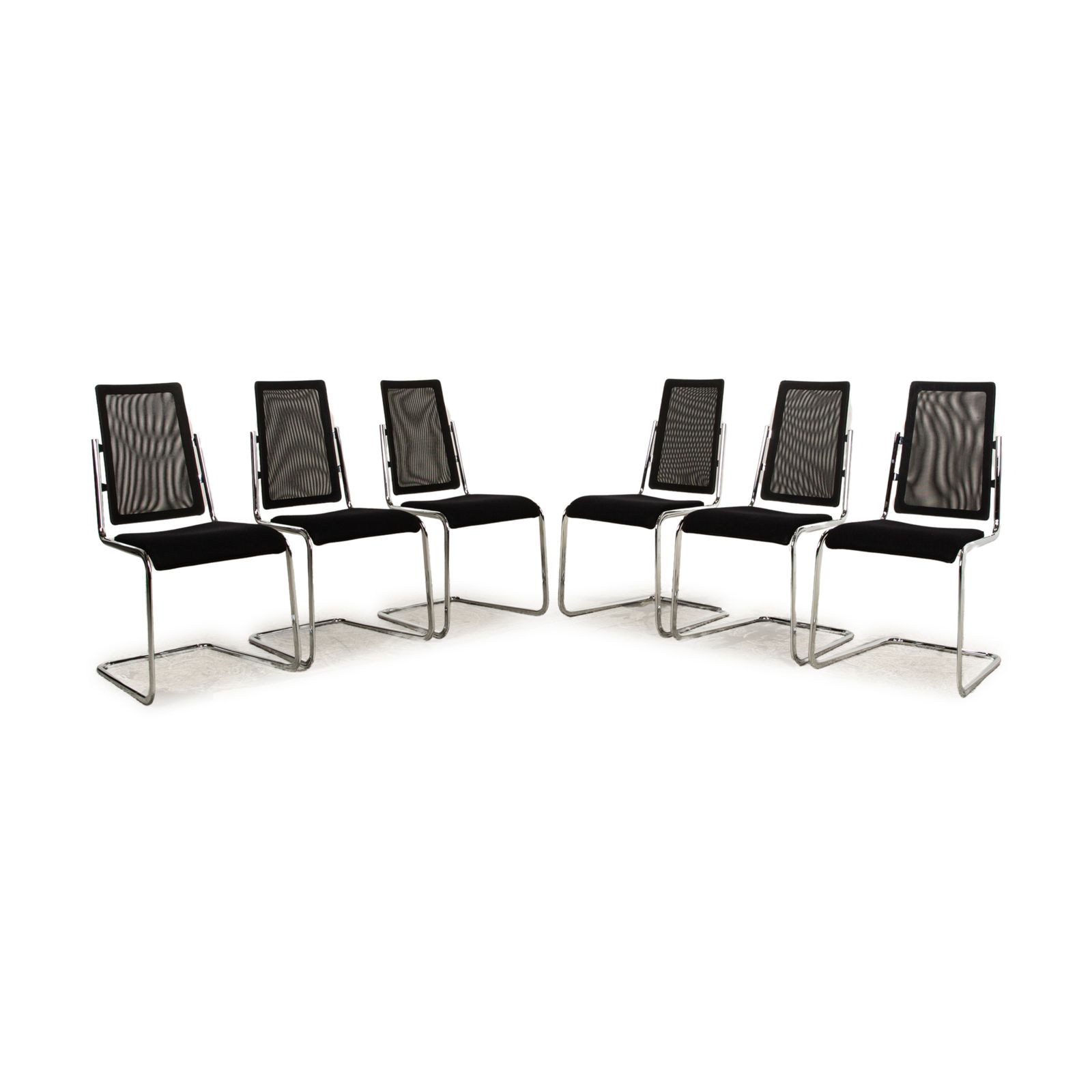 Set Of 6 Tecta Fabric Chairs Black Cantilever Dining Room