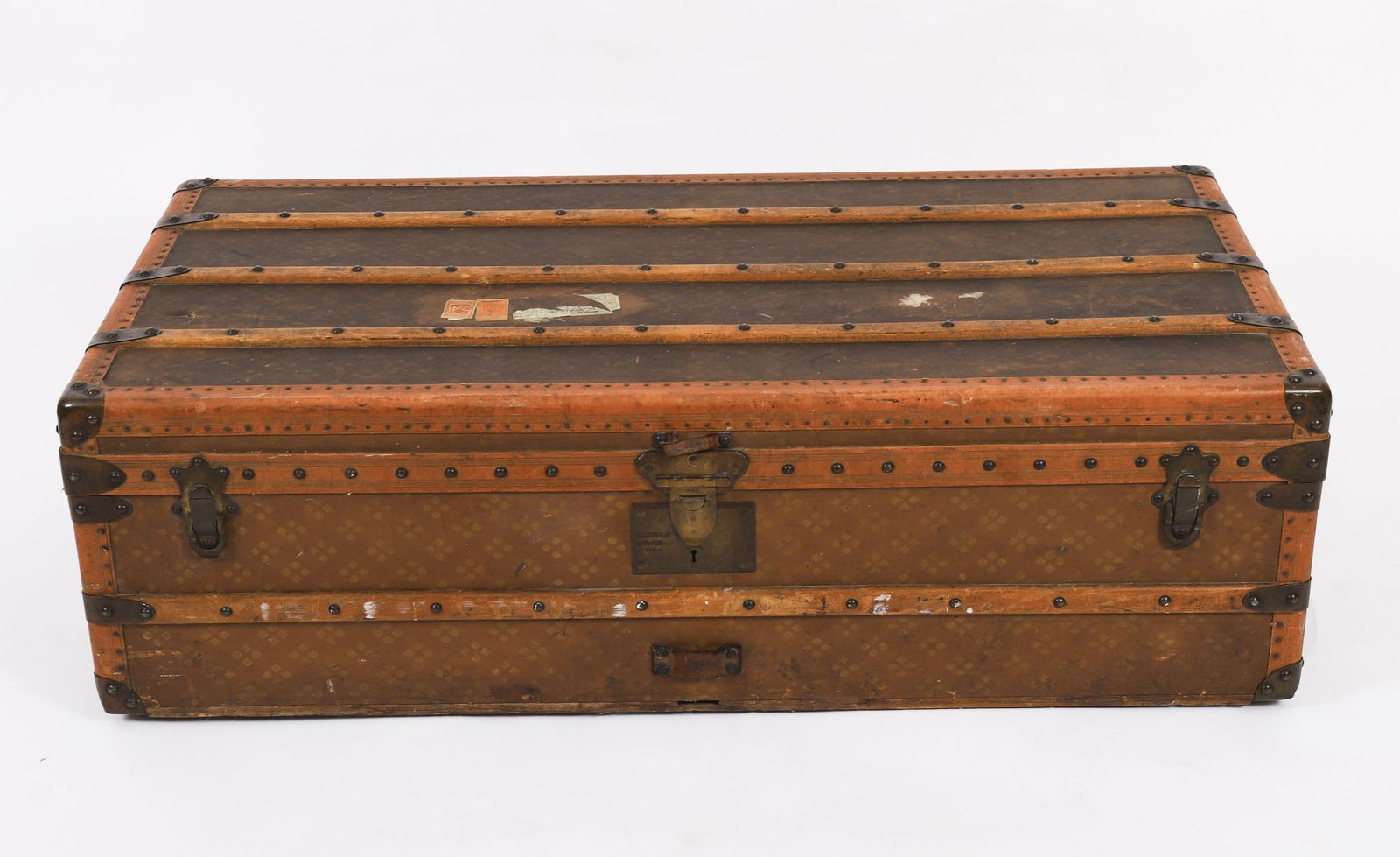 Antique Aux Etats Unis Of Paris Steamer Trunk Luggage Circa 1920 photo Furniture