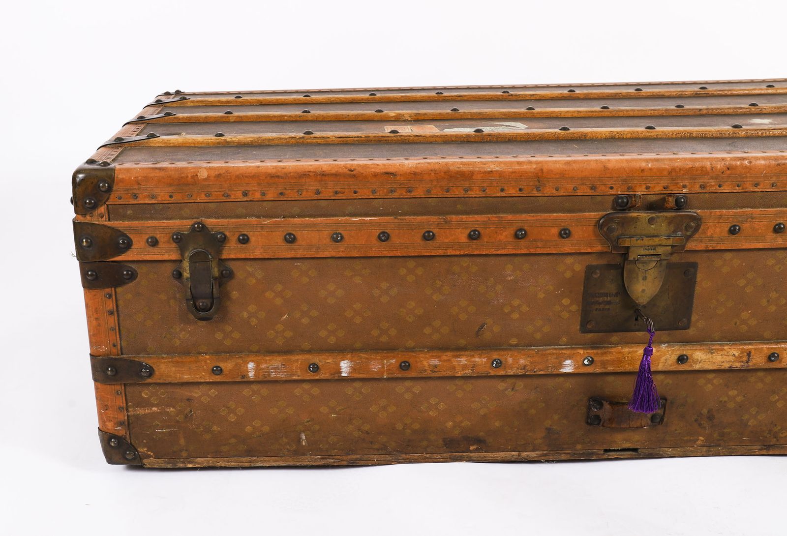 Antique Aux Etats Unis Of Paris Steamer Trunk Luggage Circa 1920 photo 2750.0