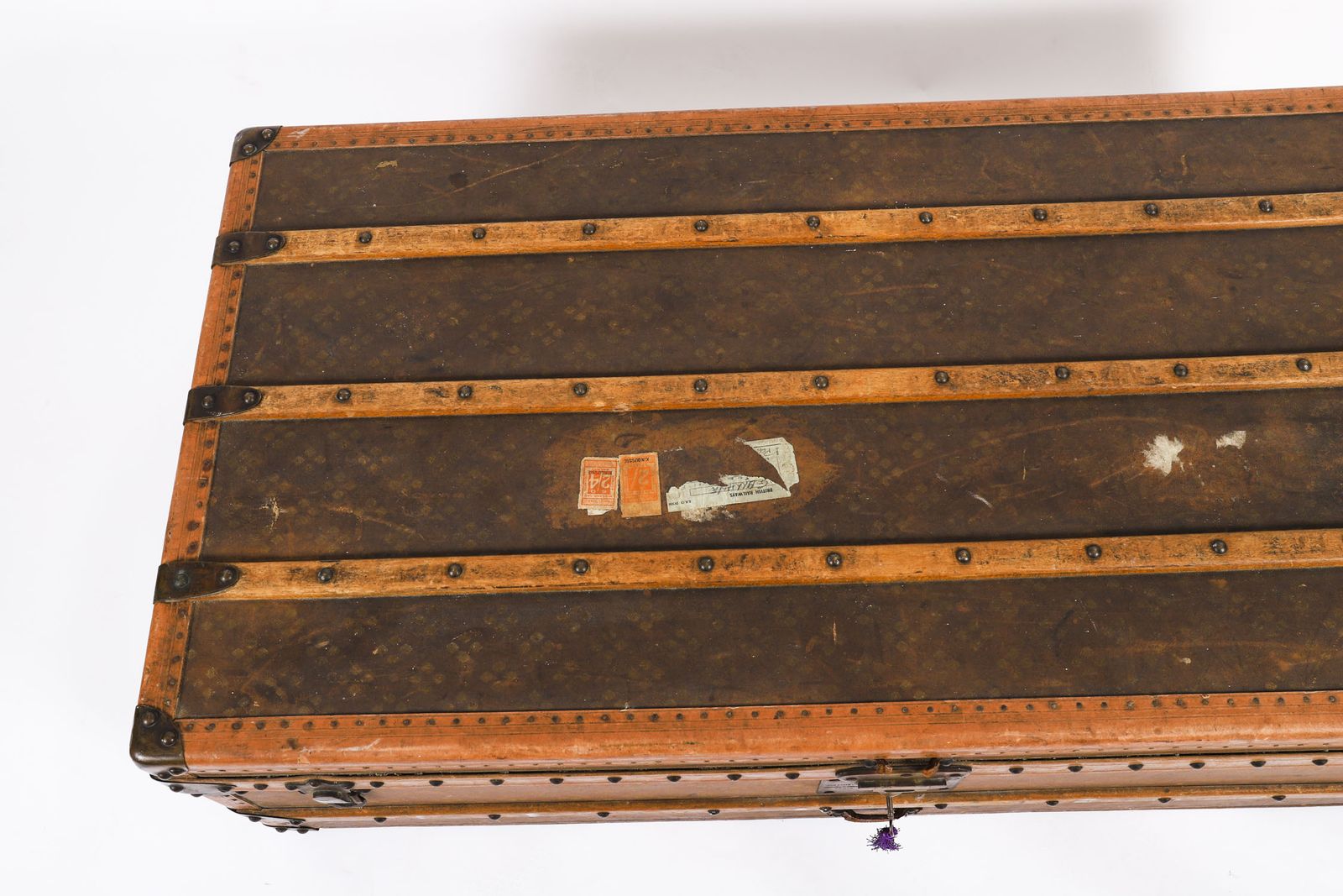 Antique Aux Etats Unis Of Paris Steamer Trunk Luggage Circa 1920 photo vinterior