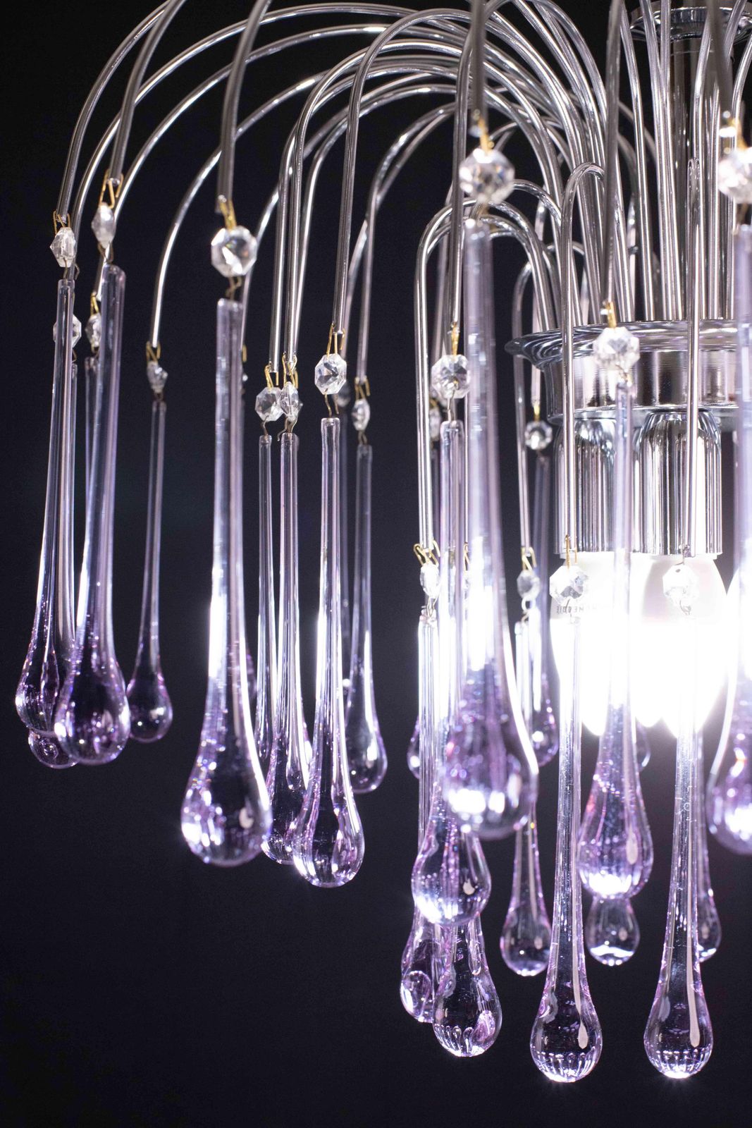 photo furniture The Purple Crown, Large Size Murano Chandelier Purple And Crystal Drops, 1970s