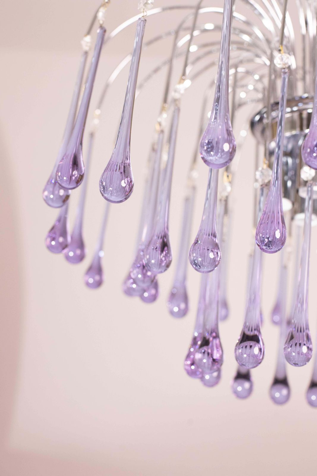 photo buy The Purple Crown, Large Size Murano Chandelier Purple And Crystal Drops, 1970s