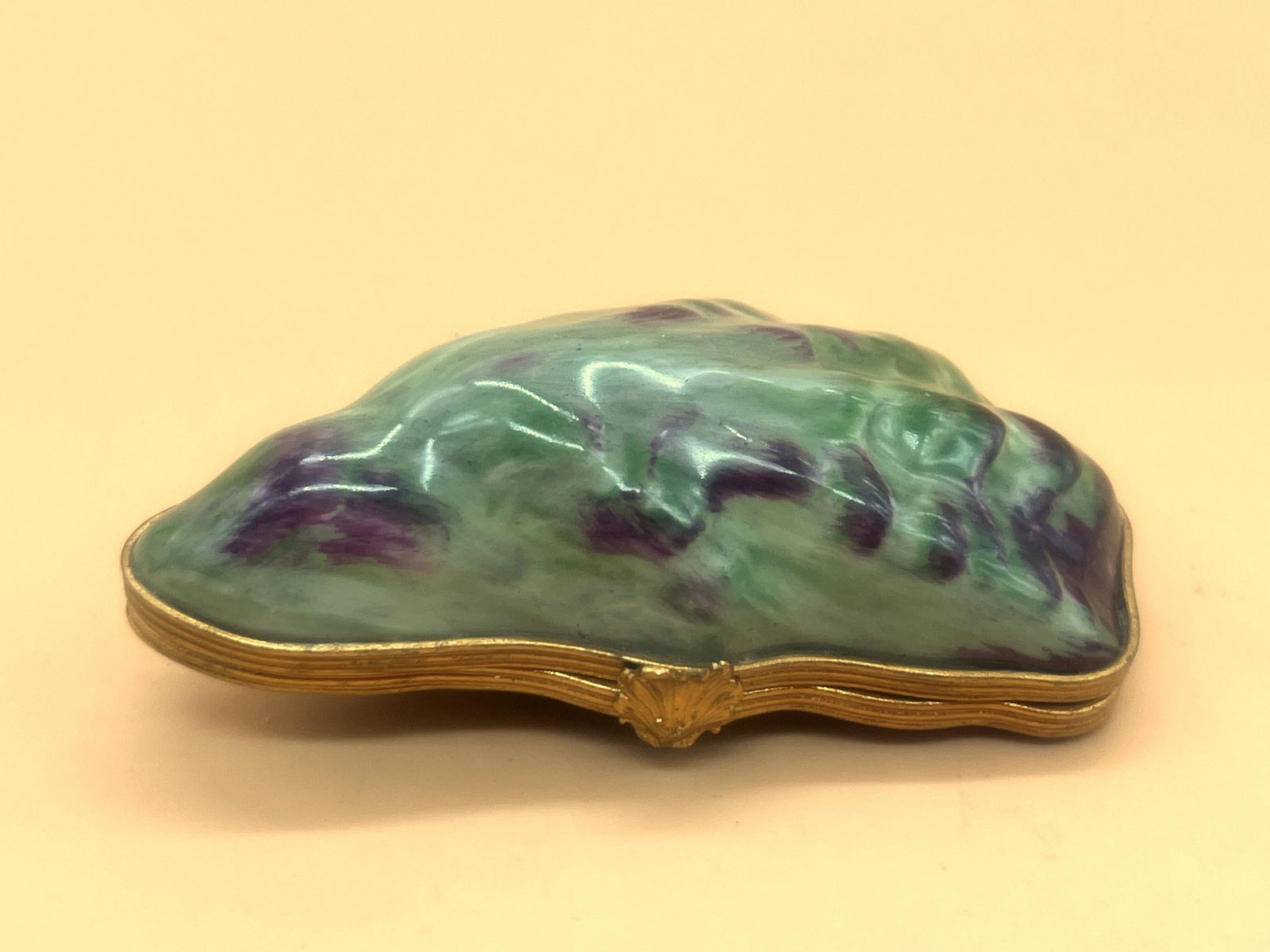 Eximious Artoria Limoges Porcelain France Oyster Shell With Luster Design Hand Painted Trinket / Jewelry Box. photo furniture