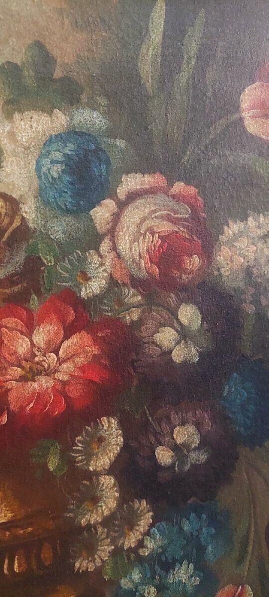 Oil Painting On Canvas Still Life With Flowers Early 19th Century Italy photo Art