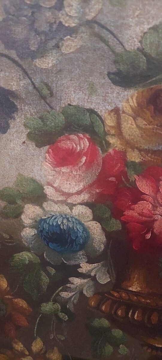 photo for sale Oil Painting On Canvas Still Life With Flowers Early 19th Century Italy