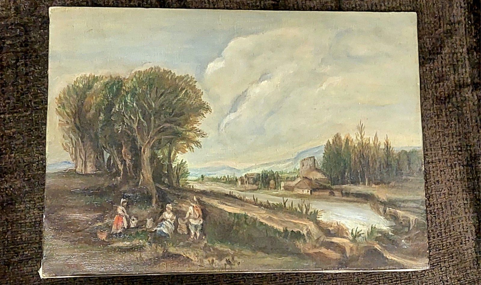 Oil On Canvas Painted Landscape Style Eighteenth Century Italy