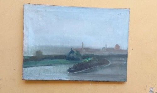 Oil Painting On Canvas View Florence San Frediano Primi 900 photo vintage