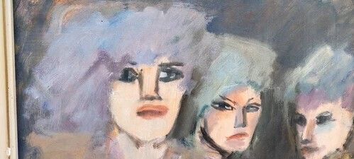 Mino Maccari Oil Pressed Cardboard 30x40 Three Female Figures photo vinterior