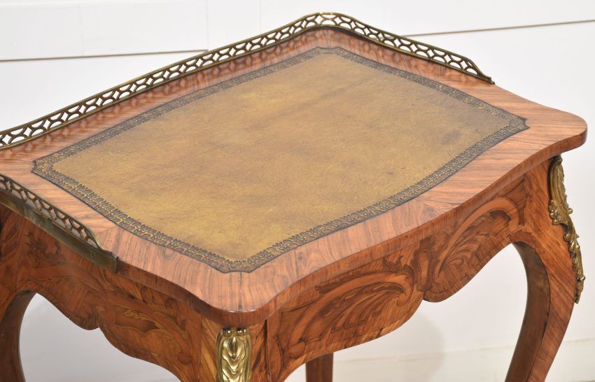 French Gilt Metal Mounted Marquetry And Kingwood Side Table photo Furniture