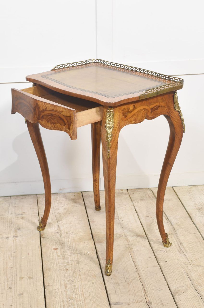 French Gilt Metal Mounted Marquetry And Kingwood Side Table photo vinterior