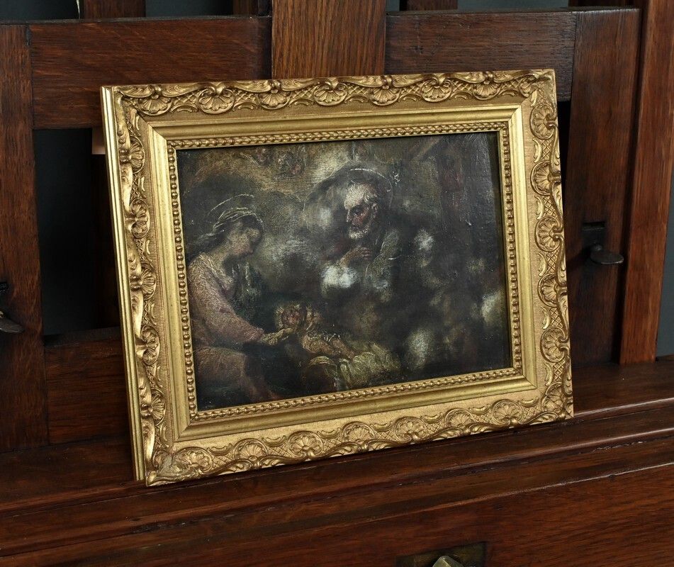 Painting “Nativity Scene” – Late 19th Century photo Art